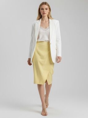 Ricki’s Butter Yellow Pencil Skirt Split Front Wrap Style Size 2 NEW
